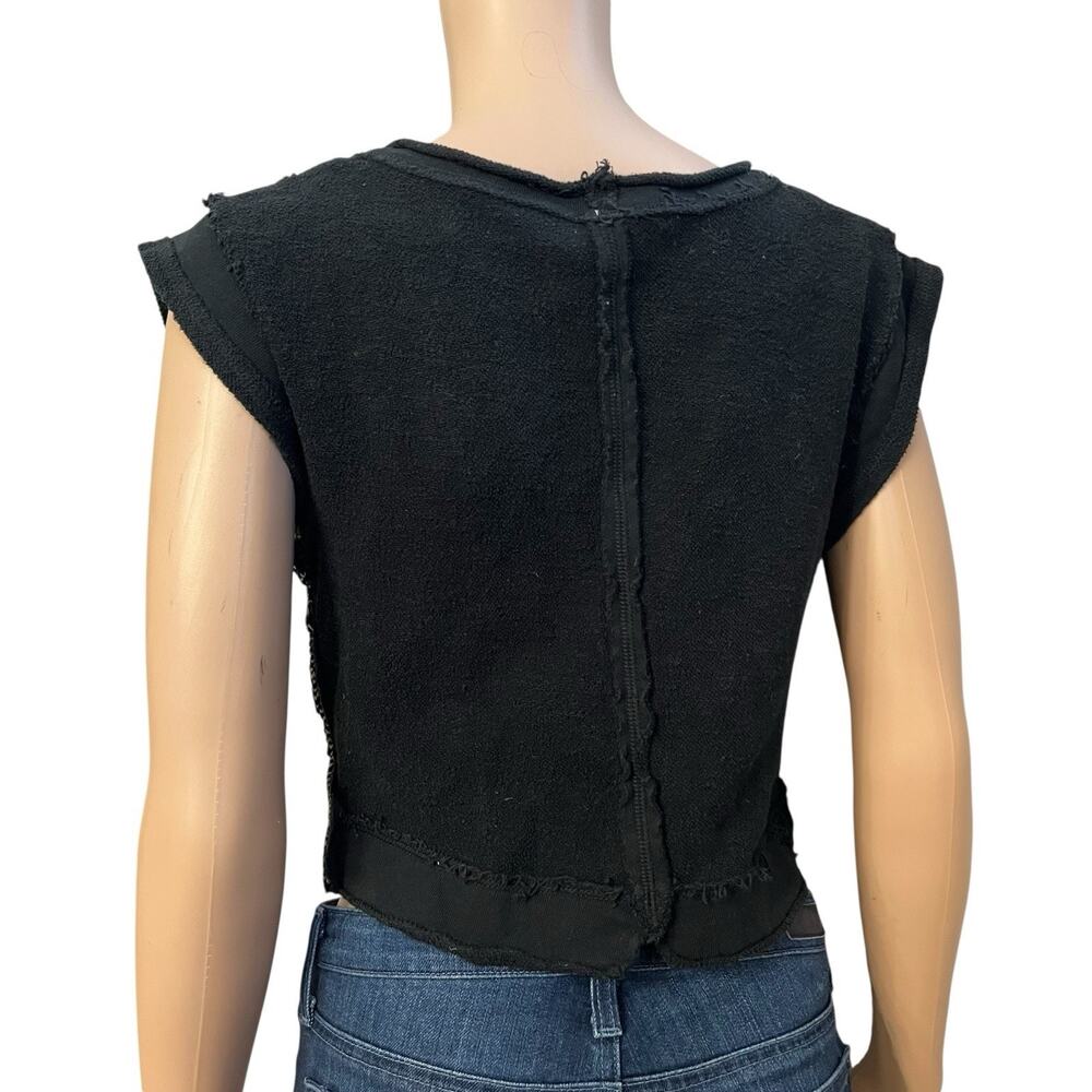 Free People Lola Cropped Knit Top Medium Geometric Boho V Neck Sleeveless - Picture 4 of 8